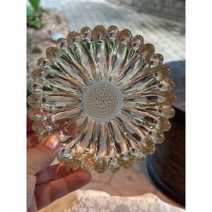Vintage Hazel Atlas Dahlia Pattern Glass Ashtray Elegant MCM Decorative Piece